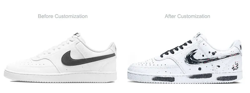 Op maat gemaakte sneakers Nike Court Vision 1 Low Ink Wash Chinese Style Splatter slijtvaste skateschoenen voor heren