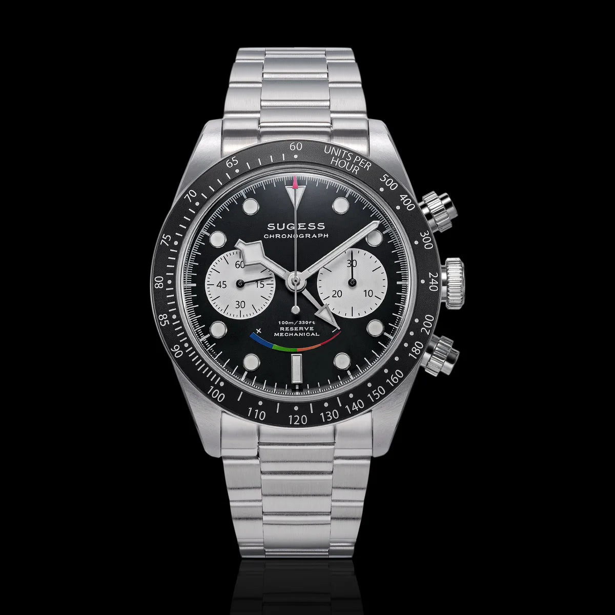 Sugess Chronograph Watch for Mens ST1907 Movement Mechanical Sapphire Crystal Wristwatches Waterproof Pilot Air Force Clock S475
