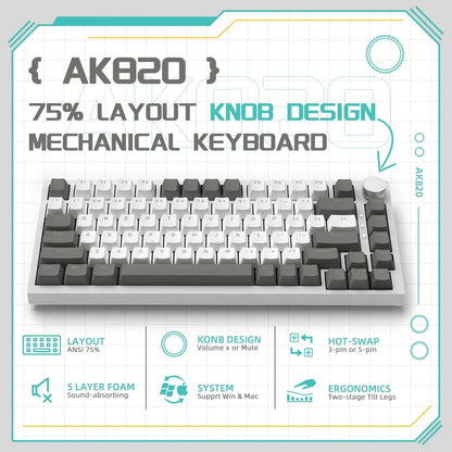 AJAZZ AK820 Rotary Volume Buttons Hot-Swappable Keys For Office AndHome Mechanical Keyboards DIY