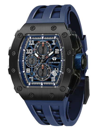 TSAR BOMBA Watch for Men Luxury Brand Tonneau Design Waterproof Clock Stainless Steel Wristwatch Fashion Rectangle Men's Watch
