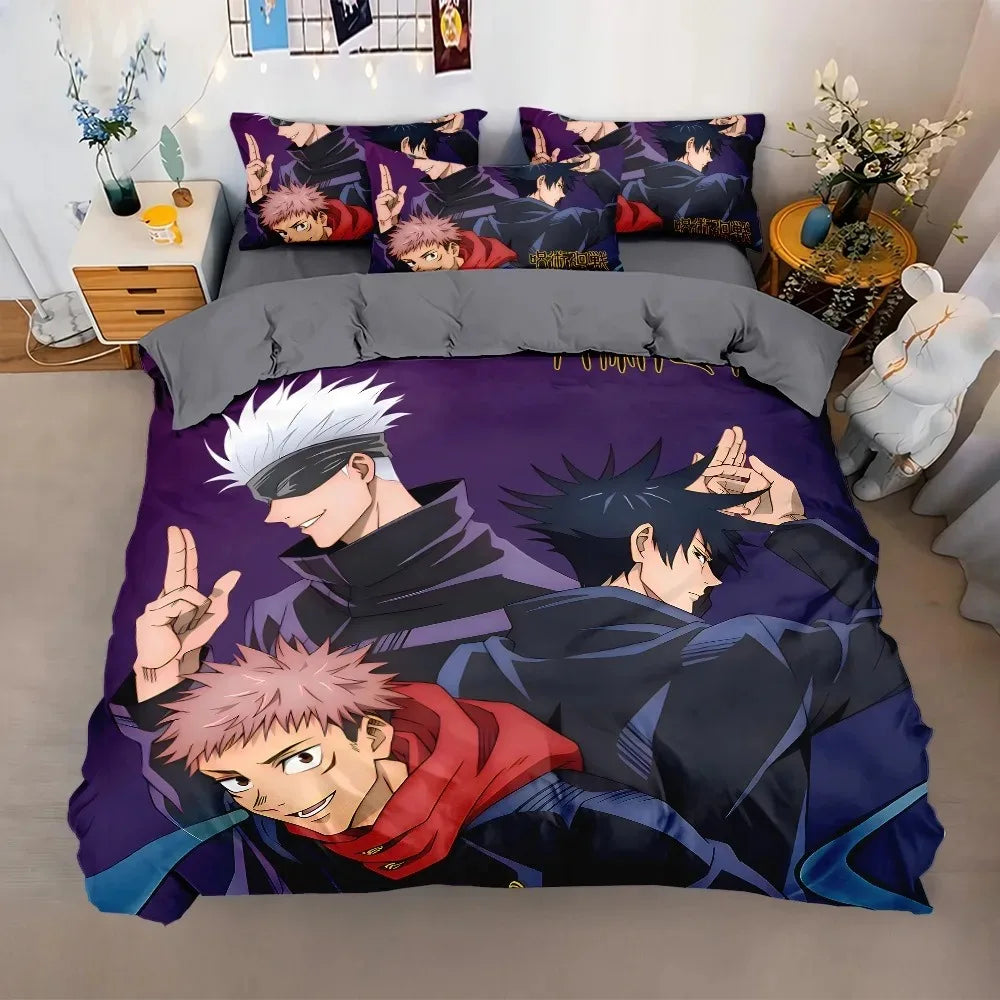 Japan Famous Anime Duvet Cover Sets, Jujutsu Kaisen Bedding Set, Satoru Gojo Bedding Set for Teenagers Boys Adults