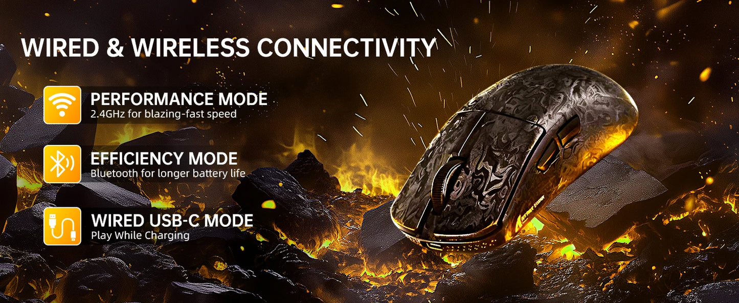 Rato Gaming Sem Fios ATTACK SHARK R11 ULTRA em Fibra de Carbono, 8000Hz, PAW3950MAX, 42000DPI, Leve 49g, 20000FPS, Nordic 52840