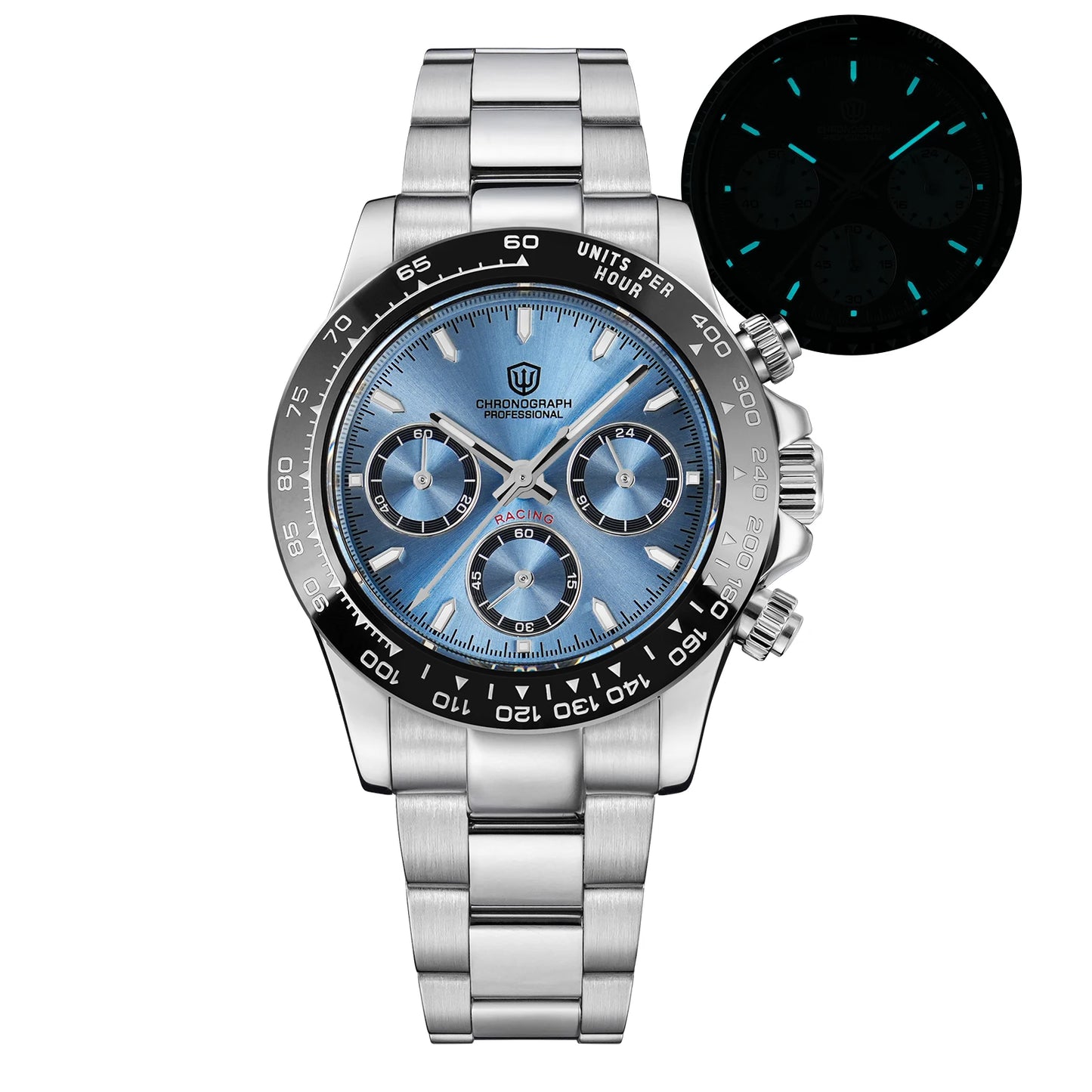 Watchdives WD16500 V2 Men's Watch VK63 Quartz Movement Chronograph Wristwatch Stainless Steel Sapphire Crystal Luminous Watches