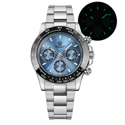 Watchdives WD16500 V2 Men's Watch VK63 Quartz Movement Chronograph Wristwatch Stainless Steel Sapphire Crystal Luminous Watches