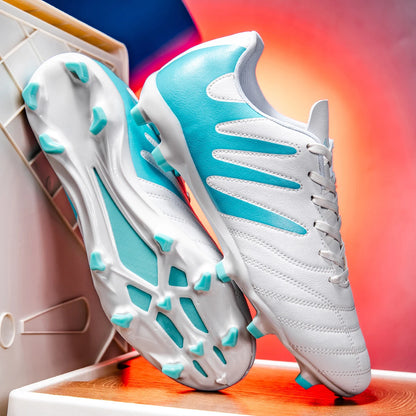 Chaussures de football AG FG pour hommes, tige en PU souple, structure de crampons renforcée, pour adultes, pour les matchs et entraînements de football en plein air sur pelouse.