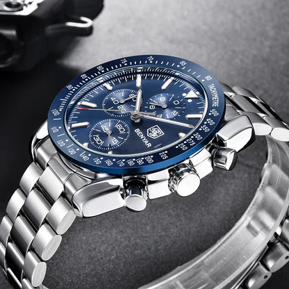 Reloj para hombre BENYAR 5140, reloj deportivo informal, reloj de cuarzo de lujo resistente al agua, cronógrafo militar de marca de alta gama.