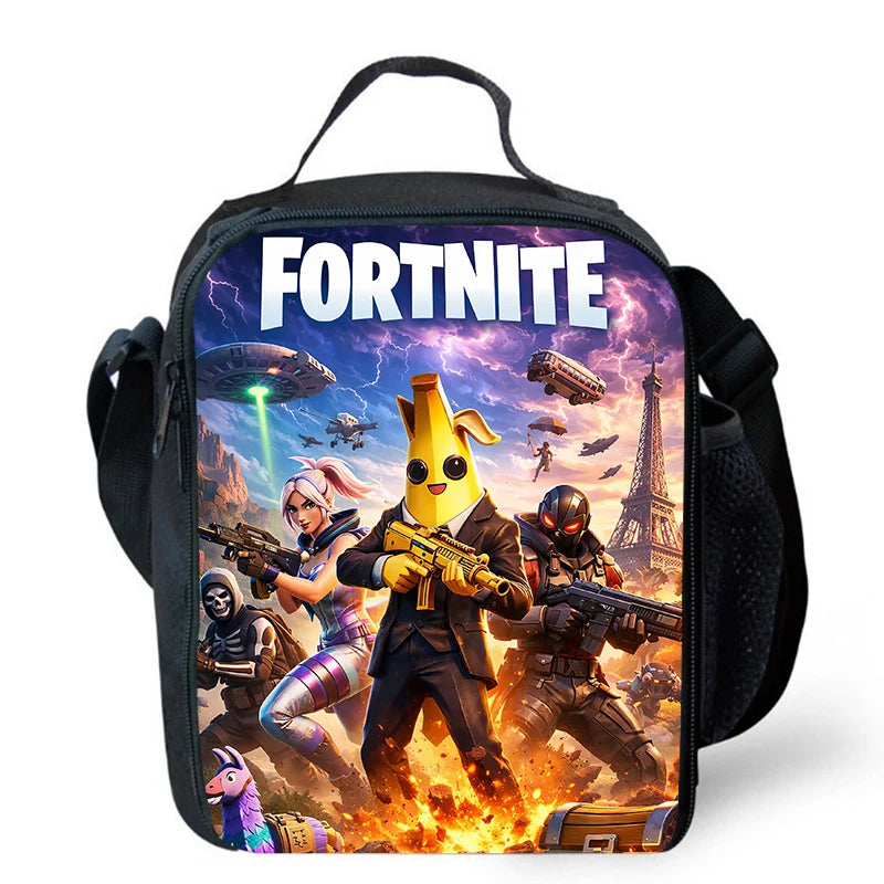 Cute Cartoon Lunch Bag Insulated Thermal Food Container Leakproof Reusable Fortnite Lunch Cooler Bag for Kids Students