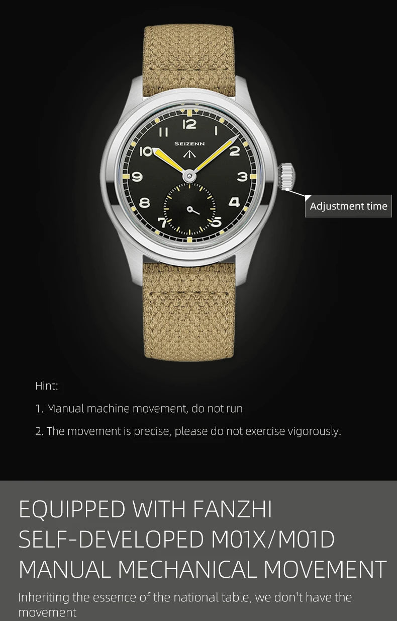 Classic Retro Arrow Pilot Watch Male Mens WWII 12 Mechanical Satch Manual Hand Wind Luminous Stain Steel Merkur 38mm Case