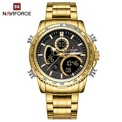 Orologio sportivo da uomo NAVIFORCE – Orologio da polso originale di lusso in acciaio inossidabile, modello militare impermeabile con doppio display