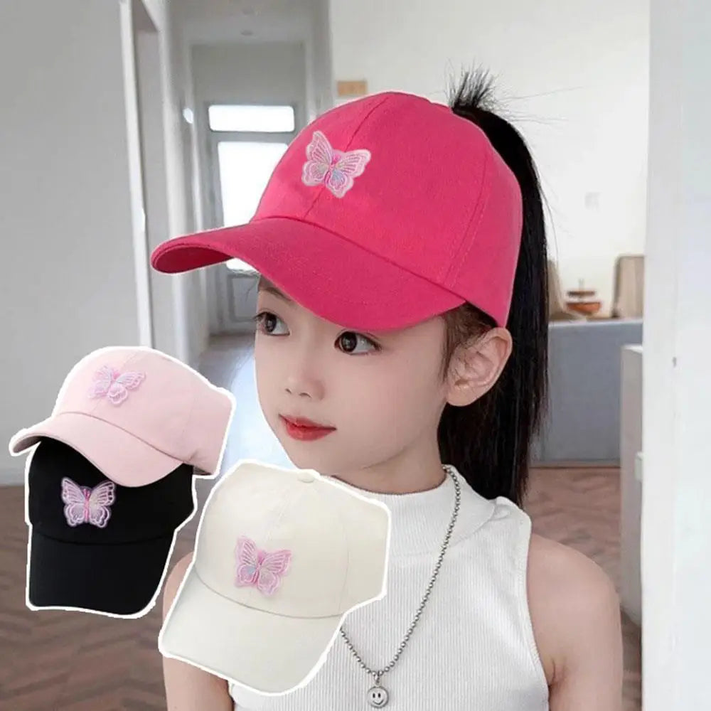Cappellino estivo da ragazza con coda alta, visiera parasole ad asciugatura rapida, cappellino da baseball per bambini senza visiera, cappellino regolabile da ragazza in colori pastello