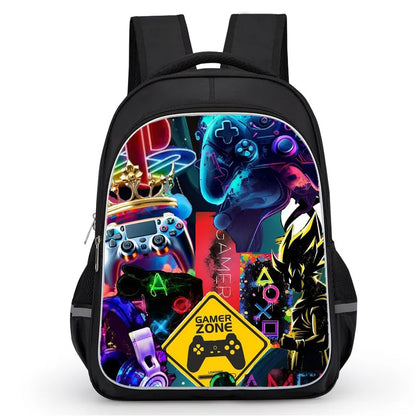 16 Inch Fortnite Cartoon Backpack Unisex for Boys and Girls with Dual Zippers Large Capacity Lightweight Student Backpack