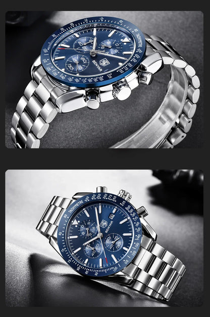 Reloj para hombre BENYAR 5140, reloj deportivo informal, reloj de cuarzo de lujo resistente al agua, cronógrafo militar de marca de alta gama.