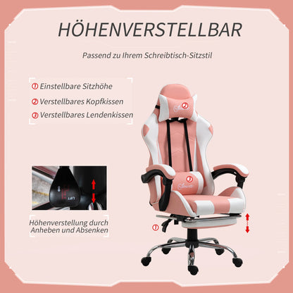 Ergonomic Gaming Chair with Footrest, Massage Lumbar Support, Headrest, Adjustable Swivel Computer Office Chair for Gaming & Work