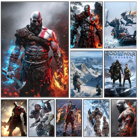 Dark Fantasy G-God of War Poster  Self-adhesive Art Waterproof Paper Sticker Coffee House Bar Room Wall Decor