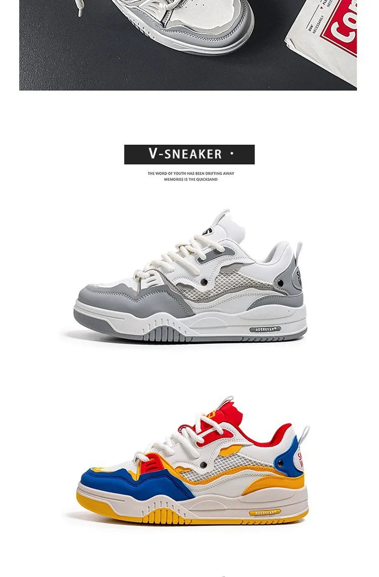 Zapatillas casual de malla para hombre, cómodas zapatillas de running masculinas con cordones, zapatos de skate con plataforma para hombre, zapatillas deportivas para estudiantes