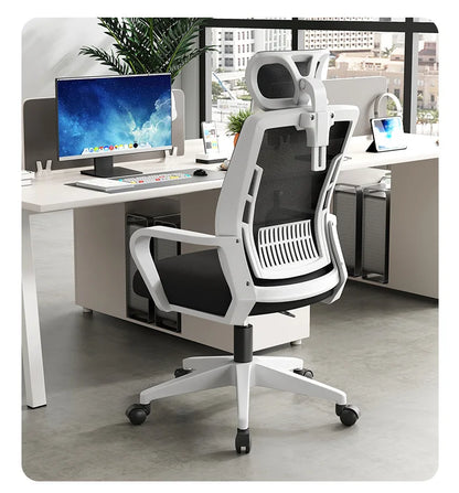 Sedia ergonomica da home office con schienale regolabile in altezza, girevole, supporto lombare, poggiatesta, sedia gaming