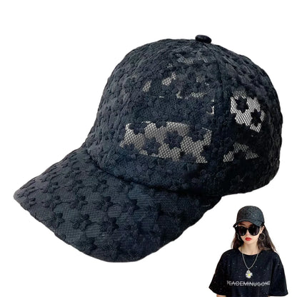 Casquette de baseball fine à fleurs en dentelle pour femme, printemps-été, protection solaire, casquette ajourée, respirante, mignonne, tour de tête réglable