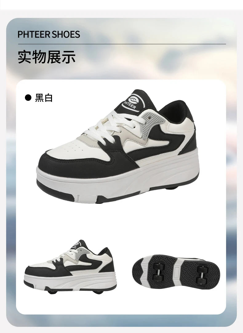 Children's Outdoor Sports Roller Skates Shoes Single Row Wheel Kids Sliding Shoes Four-Wheel for Boys and Girls
