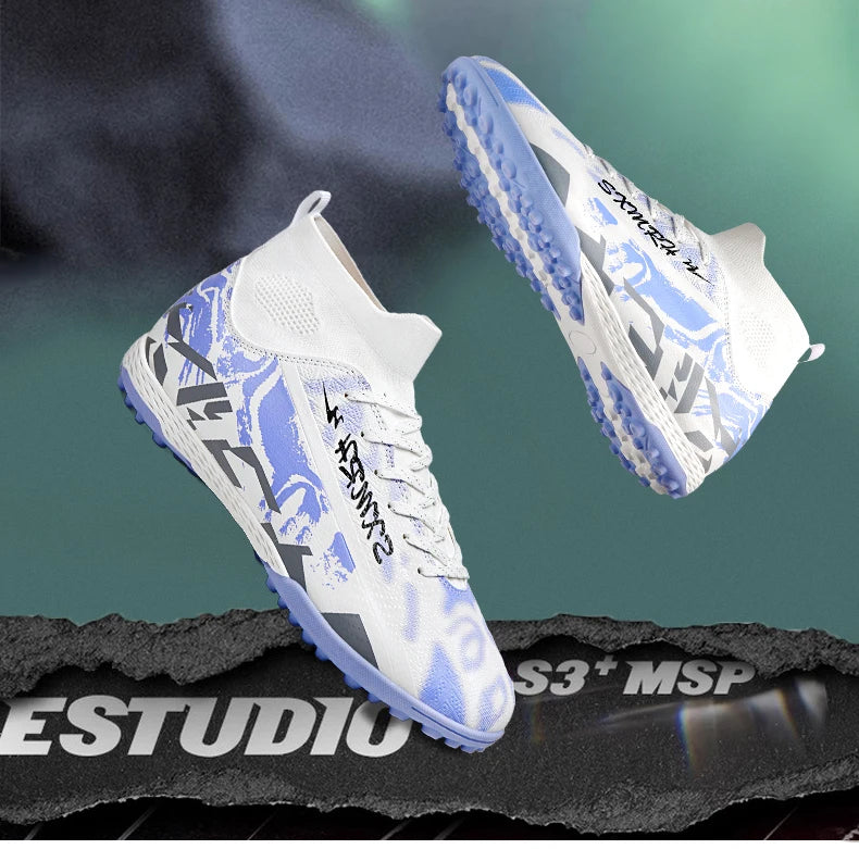 Double Star Men's High-Top TF Turf Football Boots, Youth & Student Edition, Adult & Kids, Professional Match & Training Soccer Shoes