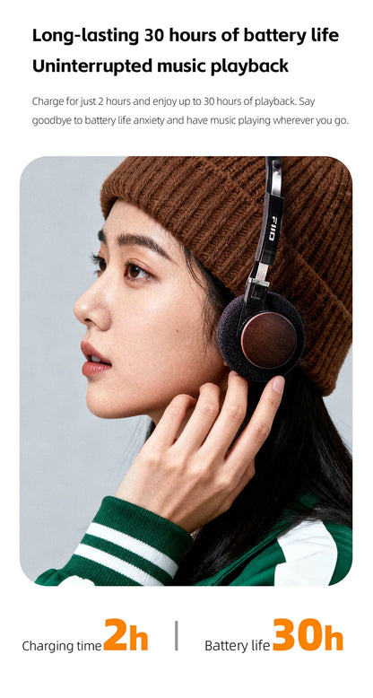 Auriculares Bluetooth On-Ear FIIO EH11 – Diadema inalámbrica Hi-Res LDAC con graves, batería de 30H, conexión a dos dispositivos y diseño retro ligero