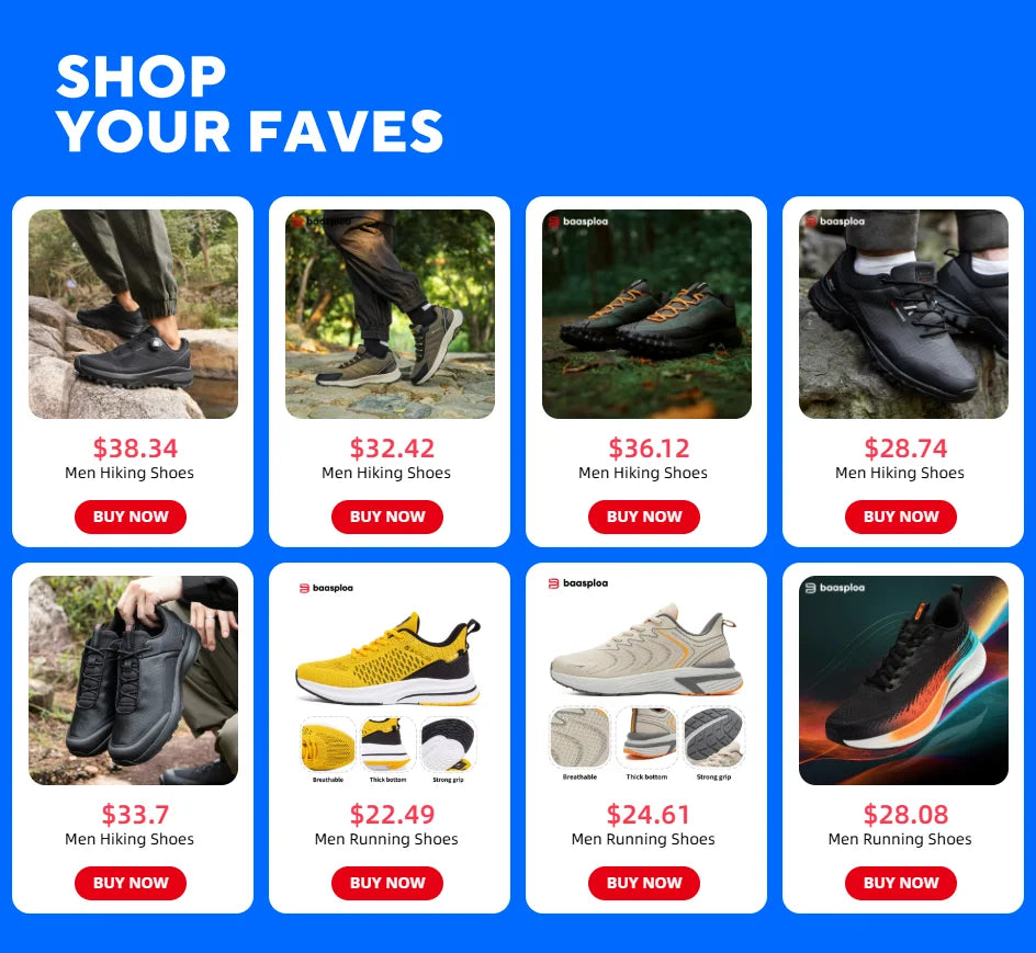 Baasploa Men's Football Shoes Brand Comfort Lightweight Turf Training Soccer Shoes Professional Male Soft Sneakers Non-Slip