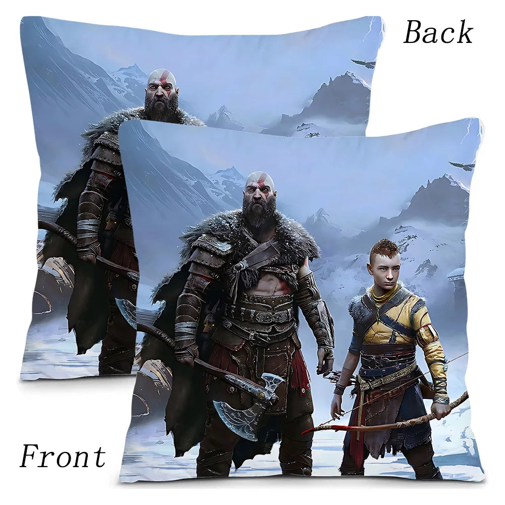 Pillow Covers Cartoon Game G-God of War R-Ragnaroks Sofa Decorative Home Double-sided Printing Short Plush Cute Cushion Cover