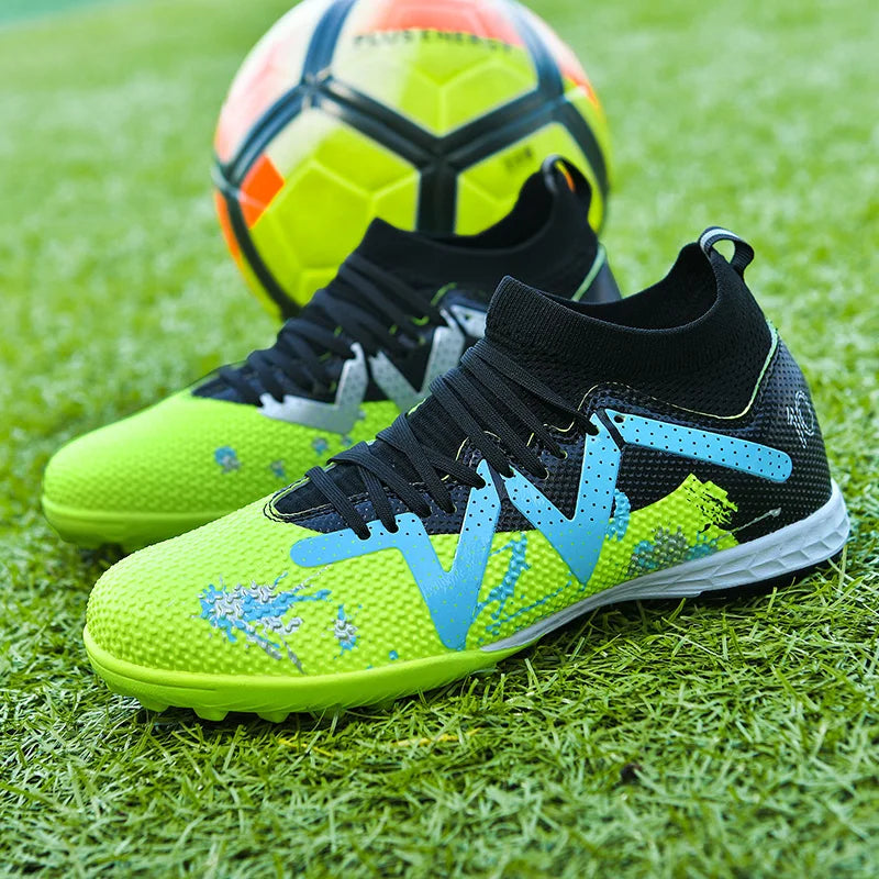 AG/FG Long Studs Soccer Shoes, PU Fabric Mixed Upper, TPU Sole Wear-Resistant Anti-Slip, Men Women Kids Youth Outdoor Sports