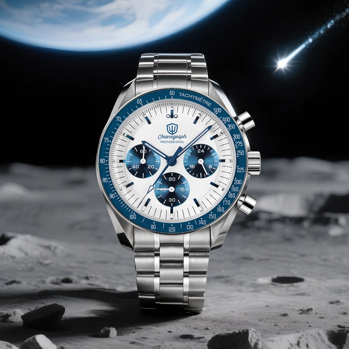 Relógio Masculino Watchdives New Wd1863 Quartz VK63 Chronograph, Safira Abaulada, Impermeável, 39Mm, Aço, Marca Premium, Luxo Business