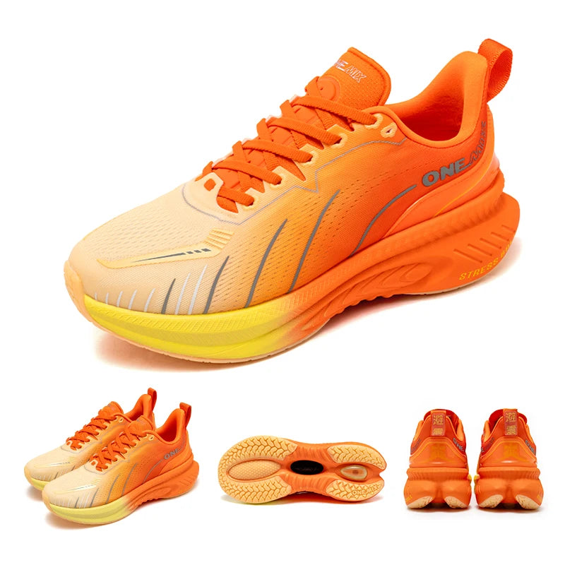 ONEMIX New Cushioning Running Shoes For Men Suitable for Heavy Runners Lace-Up Sports Women Non-slip Outdoor Athletic Male Sneakers