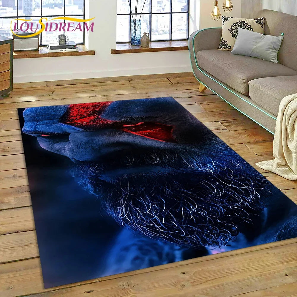 God of War Games Kratos Cartoon 3D Carpet Rug for Bedroom Living Room Home Sofa Decoration,Children Game Large Decor Floor Mat