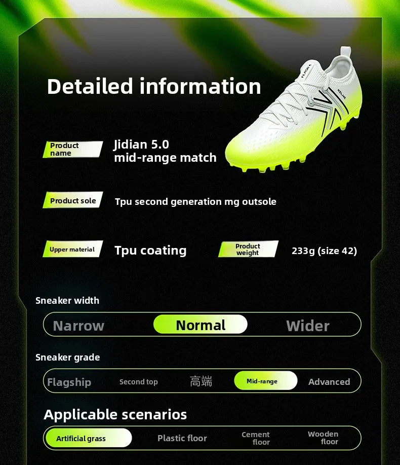 Kelme Men’s MG Soccer Cleats Indoor Short Studs Professional Match Football Boots Slip-Resistant Training Turf Shoes