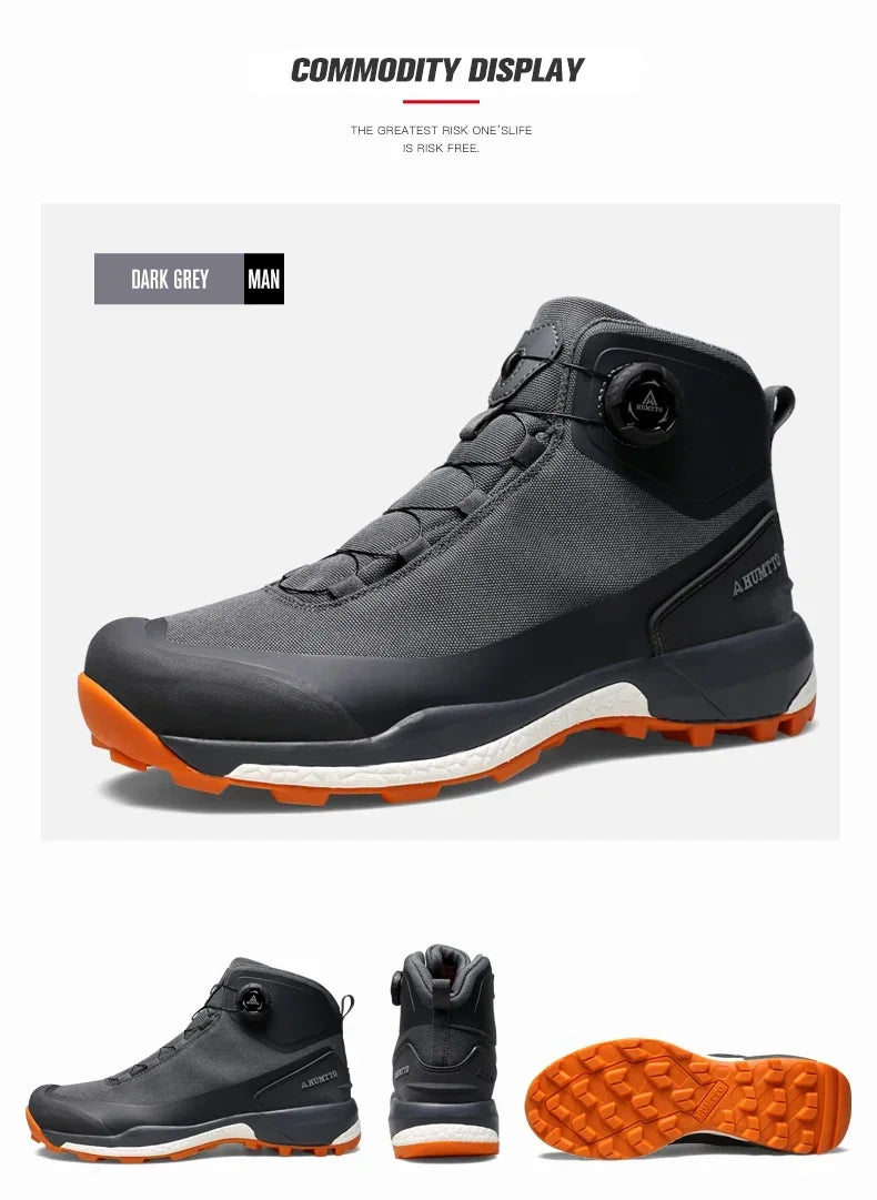 Zapatos de cuero HUMTTO para hombre, calzado deportivo de invierno para camping y actividades al aire libre, botas de trekking transpirables, zapatillas de senderismo antideslizantes para hombre