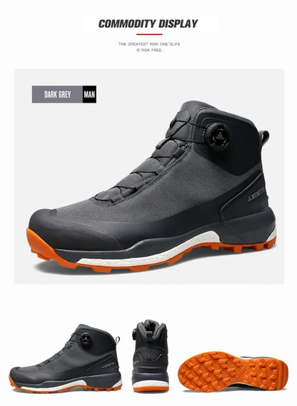 Zapatos de cuero HUMTTO para hombre, calzado deportivo de invierno para camping y actividades al aire libre, botas de trekking transpirables, zapatillas de senderismo antideslizantes para hombre