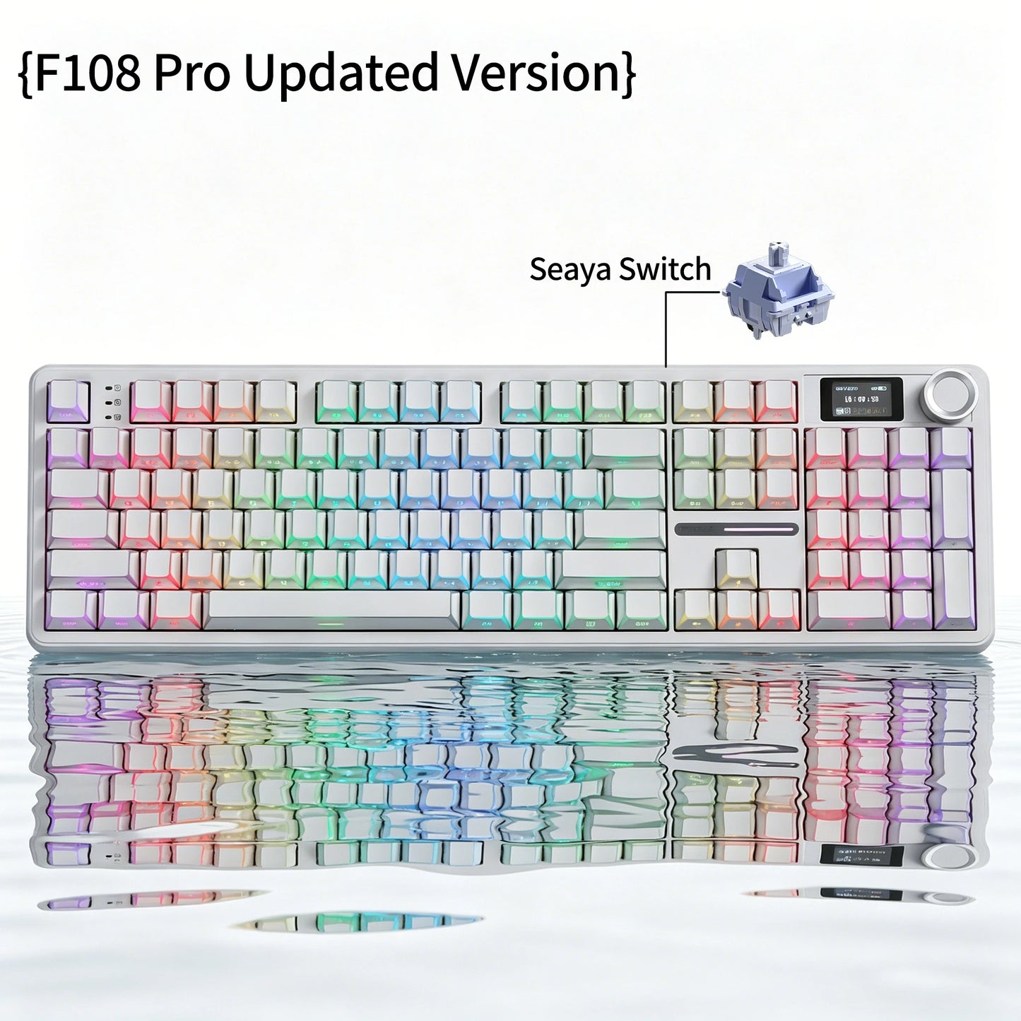 Teclado mecânico AULA F108 PRO personalizado, layout 100%, retroiluminação RGB, Bluetooth sem fios, switch HiFi, teclado gaming
