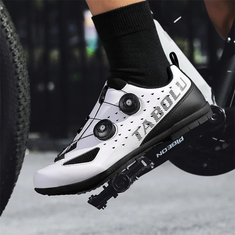 Lock-Free Cycling Shoes, Flat Pedal Shoes for Men, Bike Cleat Sneakers, MTB Bicycle Biking Shoes for Women, Breathable Indoor Boots