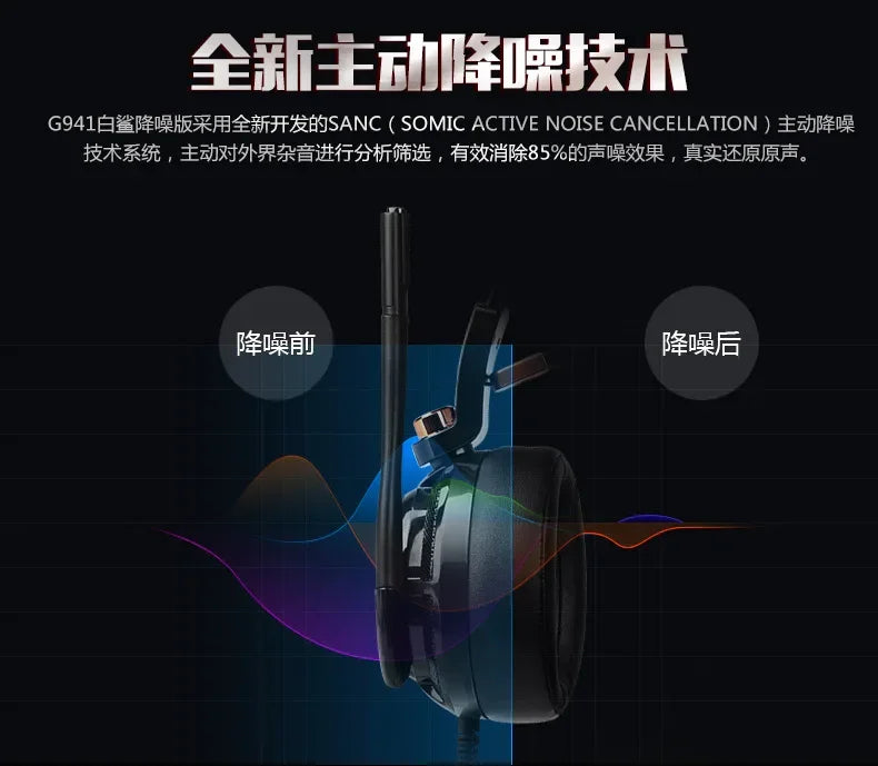 Somic G941 Wired Headphones Gamer Headphone Denoise Gaming Headphone Custom With Microphone Headsets 7.1 Stereo Sound Headset