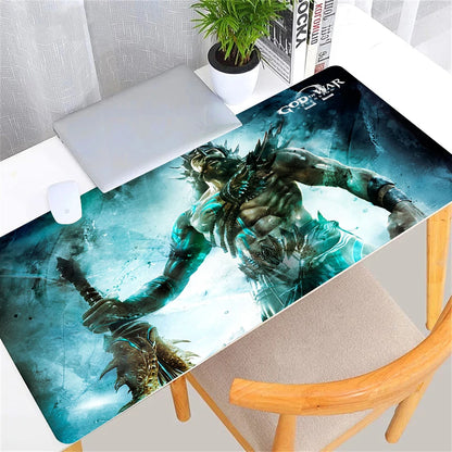 Large Game God of War Mousepad XL Desktop Natural  Rubber Desk Mat Kawaii Gaming Accessories Students Writing Pad Desk Mat 80x30