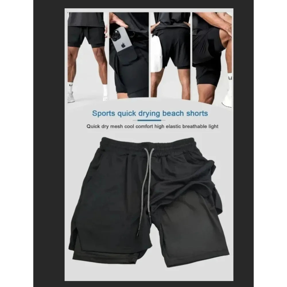 Dragon Ball Goku Vegeta Anime Printed Double-layered Shorts, American Sporty Summer Fashion Shorts for Men and Women