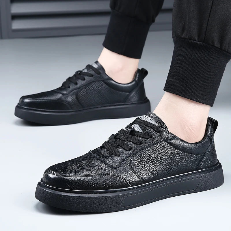 Sapatilhas DIMANYU para homem em pele genuína, novas para o verão de 2026, sapatos casuais para homem com plataforma, atacadores, estilo simples e moderno, respiráveis
