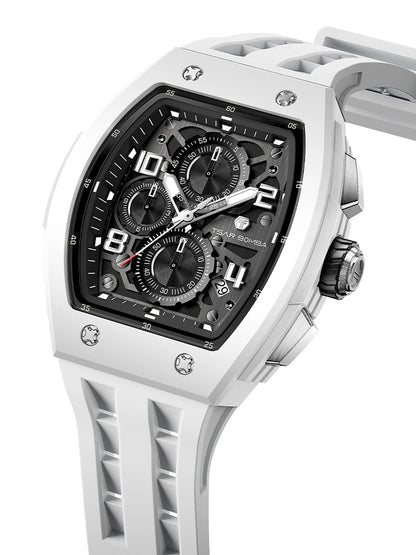 TSAR BOMBA Watch for Men Luxury Brand Tonneau Design Waterproof Clock Stainless Steel Wristwatch Fashion Rectangle Men's Watch