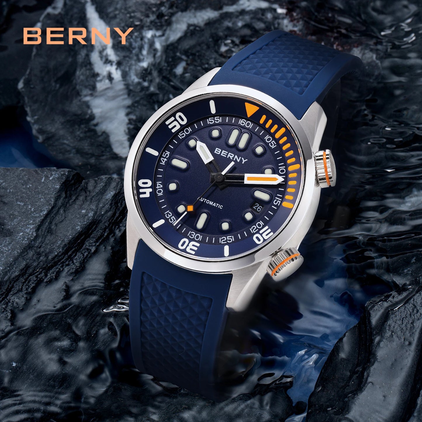 BERNY Automatic Professional Diving Watch for Men Super Luminous Scratch-resistant Sapphire Lens Top Mechanical Diver Watches