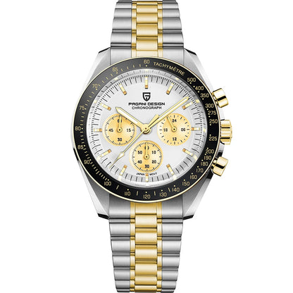 PAGANI DESIGN Saturn Men's Watches 2026 New Top Luxury Quartz Watch Men Light Tan Chronograph AR Sapphire crystal Wristwatch Men