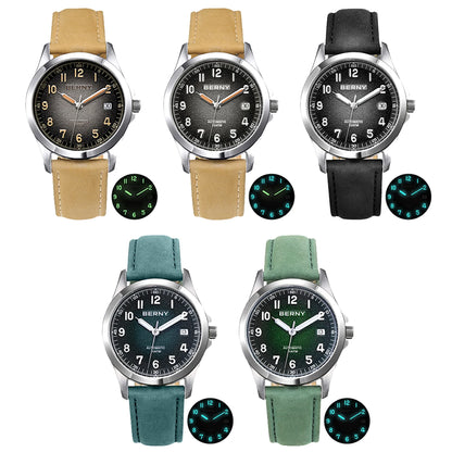 BERNY Automatic Watch Men ST2130 Luminous Mechanical Wristwatch Sapphire Waterproof 10ATM Top Brand Luxury Watch for Men