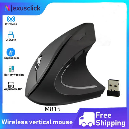 Rato Vertical Sem Fios Bluetooth 2.4G Recarregável Ergonómico 1600DPI Ajustável Gaming 6 Botões para Portátil PC Computador