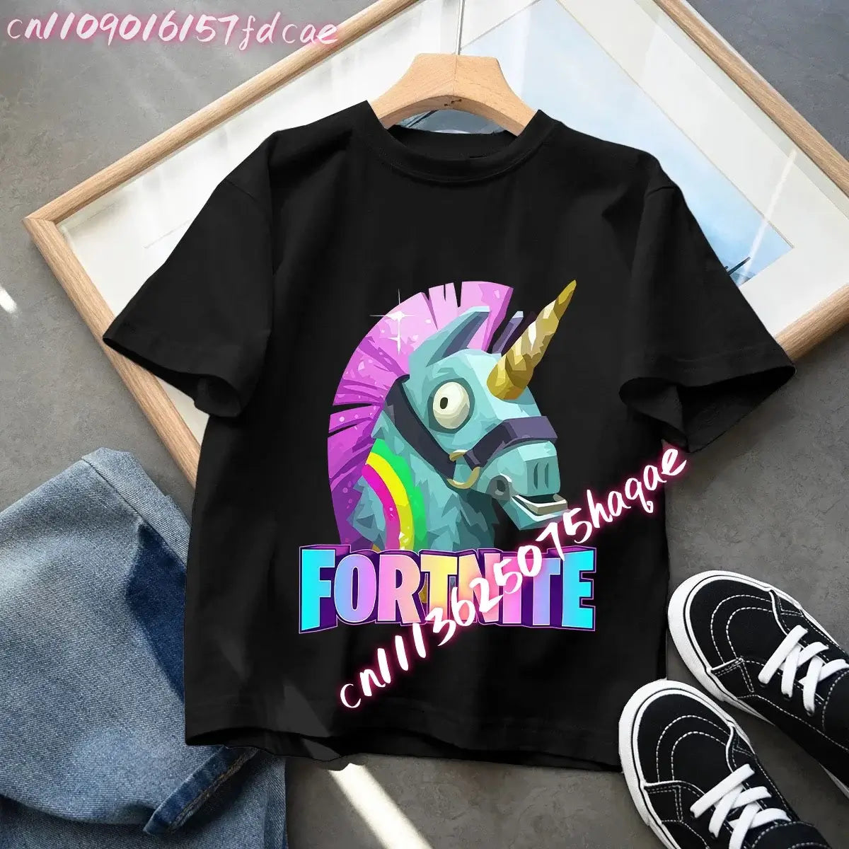 Fortnites Kids Black Cotton T-Shirt Fortress Night Baby Short Sleeve Tees Shirt Cartoon Boy Girl Summer Clothes Kawaii Tops Gift