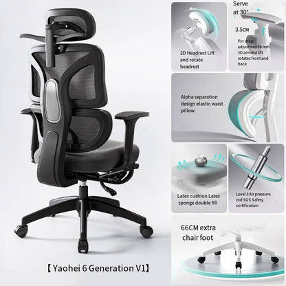 Ergonomic Gaming Chair Office Mesh Chair with 3D Lumbar Support, Adjustable Swivel Desk Chair, E-Sports Racing Chair with Footrest
