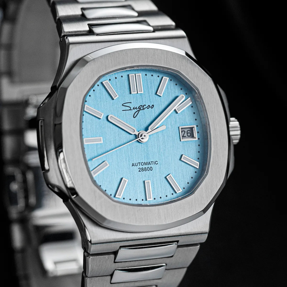 Sugess Man Watch Automatic Mechanical Wristwatches Miyota 9015 Movement MOP Dial Luminous Waterproof 5bar Bracelet Luxury S466