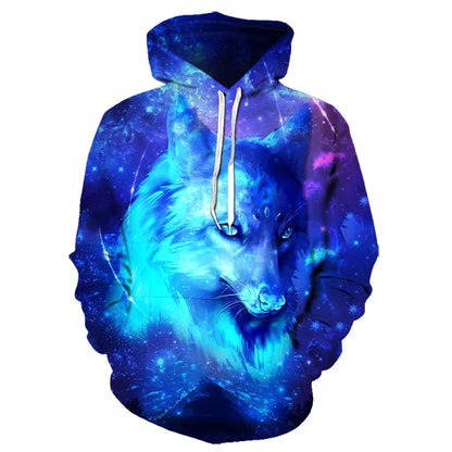 Felpe con cappuccio oversize 3D Animal Wolf da uomo e donna, moda casual, pullover hip hop Harajuku streetwear