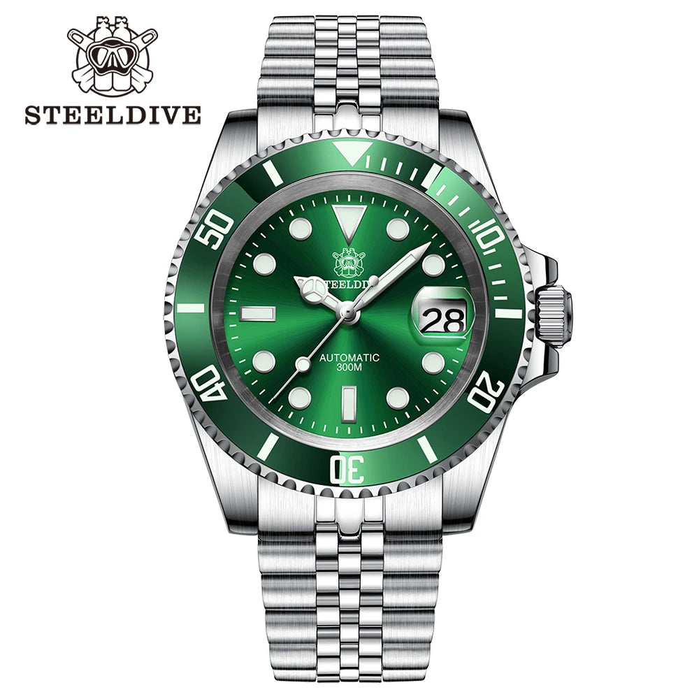 SD1953 STEELDIVE Brand Ceramic Bezel 41mm Steeldive 30ATM Water Resistant NH35 Automatic Mens Dive Watch  with Milled Clasp