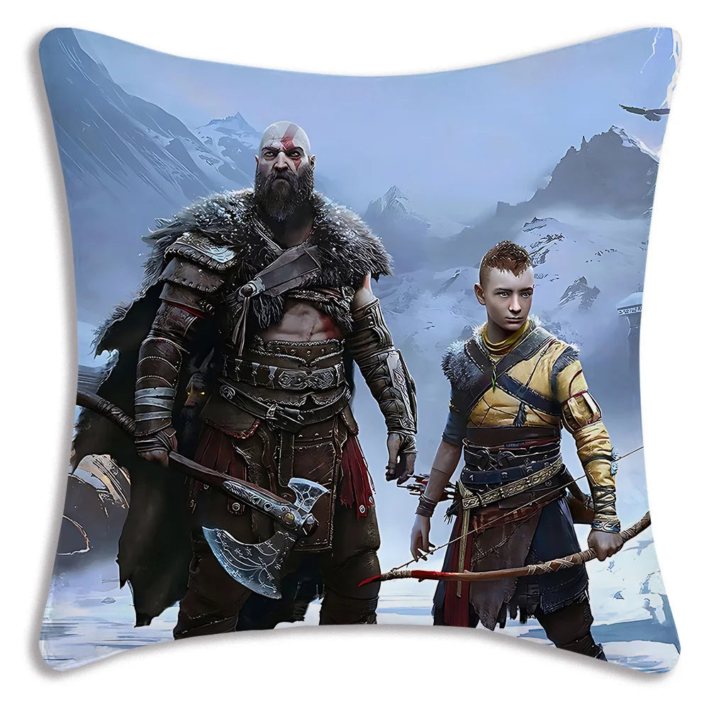 Pillow Covers Cartoon Game G-God of War R-Ragnaroks Sofa Decorative Home Double-sided Printing Short Plush Cute Cushion Cover